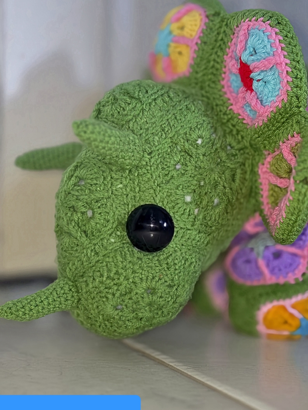 Handmade Green Crochet Triceratops Stuffed Animal Plush